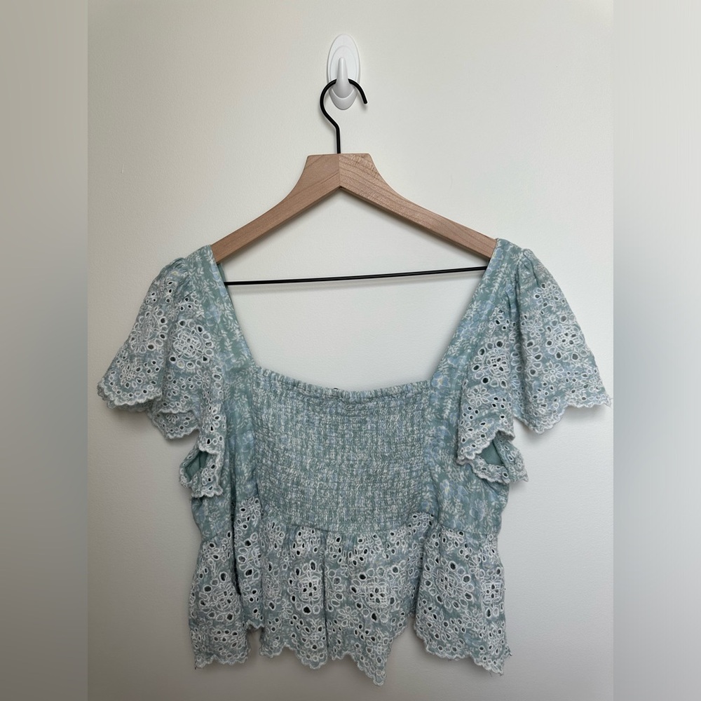 AE Ruffle Sleeve Cropped Babydoll Cottagecore Top MEDIUM - Picture 9 of 14